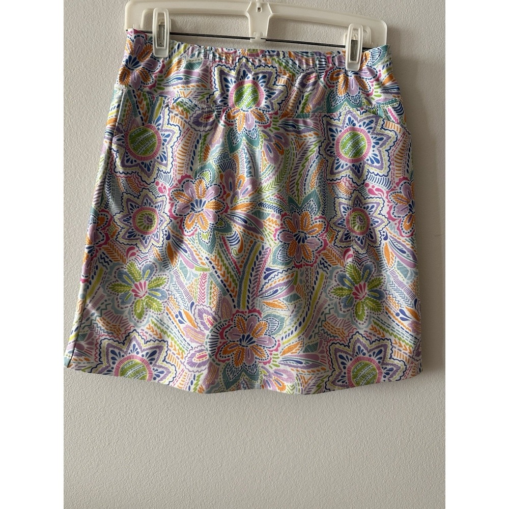 B SKINZ GOLF Women M- 17" SKORT PERFORMANCE Abstract Floral Tennis Pickleball